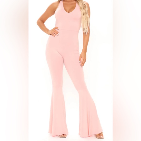 Fashion Nova Pants - -NWT- Fashion Nova Blush Pink Flared Jumpsuit